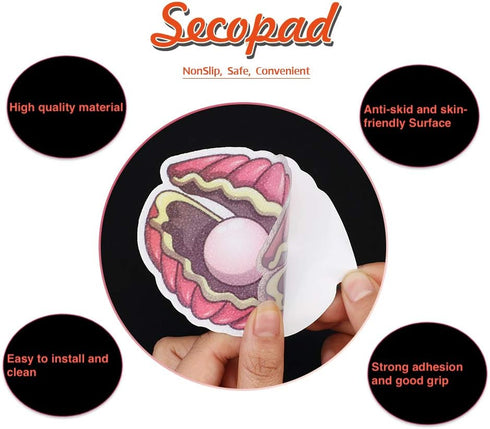 16 Secopad Non Slip Bathtub Stickers, PCS Adhesive Kids Sea Shell Anti Slip Decal Treads for Shower and Bath Tub