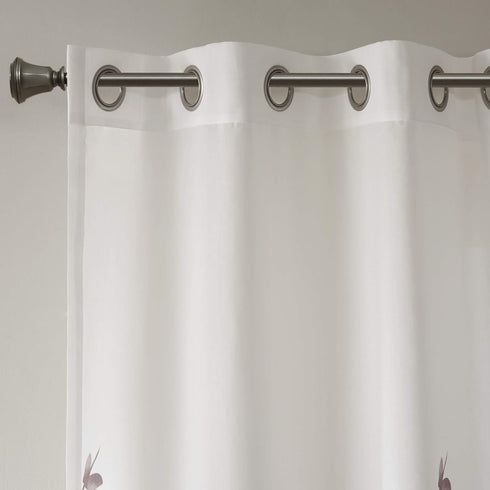 Madison Park Cecily Semi Sheer SINGLE Panel Window Curtain, Burnout Botanical Print, 50x84", Leaves Mauve