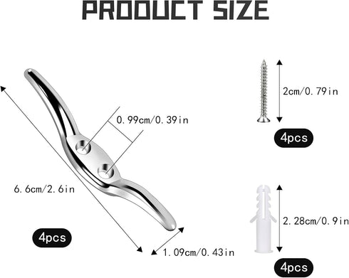 4 Pcs Zinc Alloy Hook for Blinds Cord, Blind Cord Safety Rope Cleat with Screws for Home Office