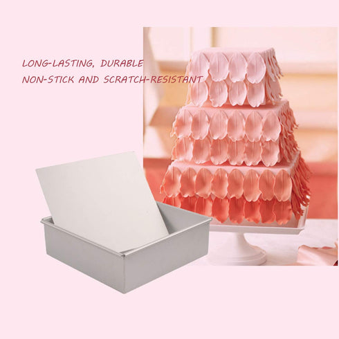 Anodized Aluminum Square Cheesecake Pan, Chiffon Cake Mold Baking Mould with Removable Bottom, 6 Inch x 6 Inch x 3 Inch