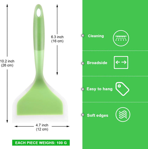 Shappy 2 Pcs Wide Silicone Spatula - Tamagoyaki Shovel Turner Nonstick Fried Shovel Fish Spatula for Nonstick Cookware