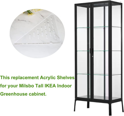 PIAOLGYI Replacement Shelf for IKEA Milsbo Tall Indoor Greenhouse Cabinet, Triangular Acrylic Corner Shelves Extra
