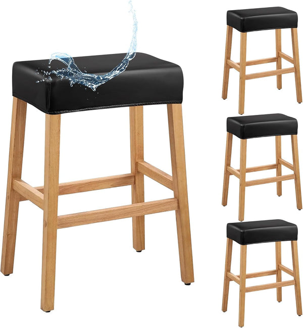 Lufyzora PU Leather Bar Stool Covers Rectangular, 100% Waterproof Stool Covers Rectangle Super