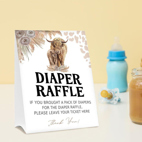 Moonle 1 50 Diaper Raffle Tickets for Baby Shower Game, Standing Sign & Guessing Cards for Baby Shower Party