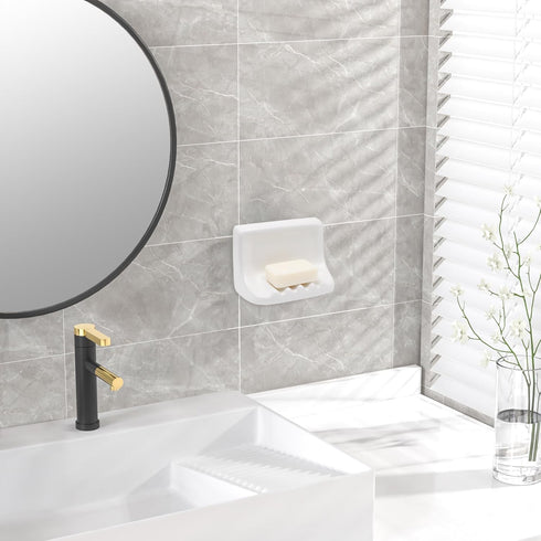 Hazzga White Vintage Mounted Ceramic Soap Dish for Shower Wall,Retro Ceramic Soap Holder Porcelain Soap Dish Holder