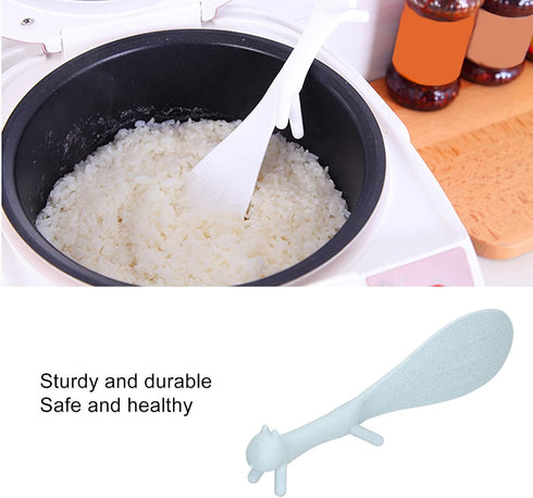 Lovely Squirrel Shape Rice Spoon, Non-Stick Standing Rice Spatula for Home Kitchen (Green)