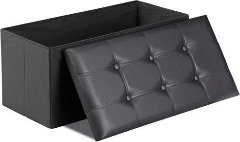 JupiterForce Ottoman Storage Bench, 30 Inches Folding Faux Leather Ottoman Foot Rest