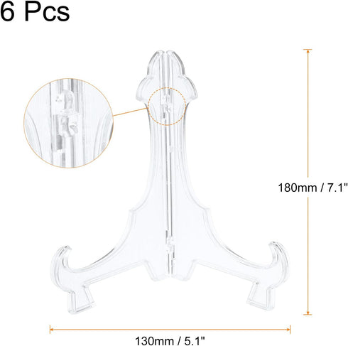 uxcell 6Pcs 7.1" Easel Plate Holder, Plastic Folding Display Stand Displays Decorative Plates Clear for Display Picture Frame Home Decoration