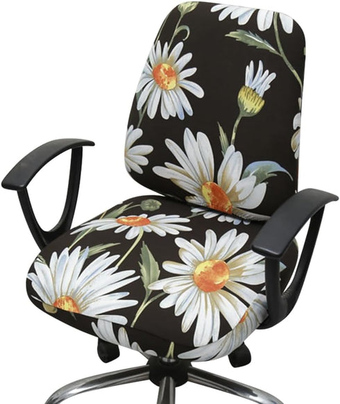 Office Chair Cover Stretchable, Computer Desk Chair Seat Covers, Anti-Dust Universal Split 2 Piece Slipcover (Wild