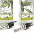 CEDAR HOME Olive Oil Bottle Set - Glass Dispenser Vinegar Cruet 17oz with Stainless Steel Pourer Spout, Green