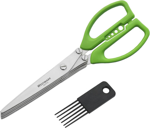 Westmark Germany Stainless Steel 5-Blade Herb Scissors with Cleaning Comb