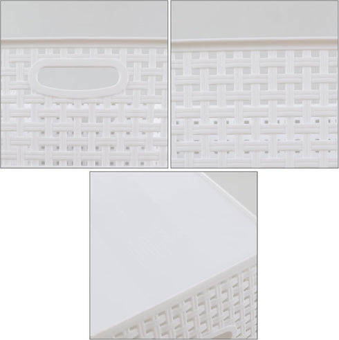 Plastic 8 L Storage Baskets, Medium Kitchen Baskets, White, 4 Packs