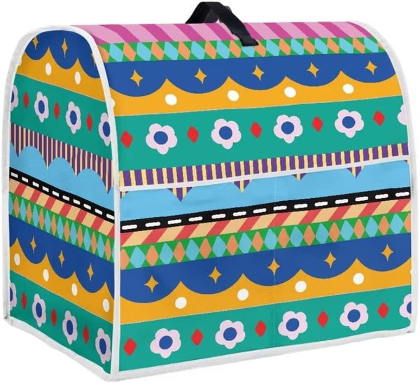 Aztec Geometric Kitchen Aid Mixer Cover, Compatible with 4.5-5 Quart Mixers, Flower Design with Pockets