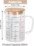 500ml Nozzle Coffee(500ML) Heat Resistant Glass Measuring Cup, Clear Glass Drinking Container with V Shaped Microwave