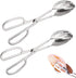 Silver 2 Pieces Buffet Salad Tongs, Stainless Steel Food Scissor Tongs, Catering Utensil for Cooking, Serving, Barbecue