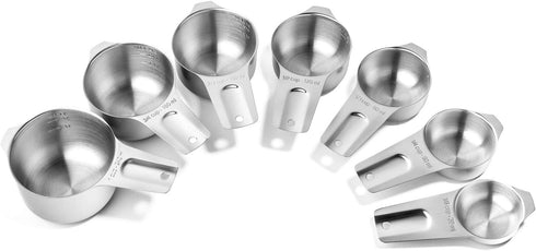 Last Confection 7pc Stainless Steel Measuring Cup Set, Includes 1/8 Cup Coffee Scoop for Cooking & Baking