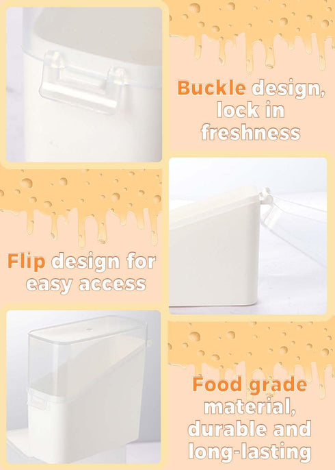 Cheese Storage Box for Fridge, 2/4 PCS Sliced Cheese Container with Flip Lid, Plastic Cheese Keeper Holder