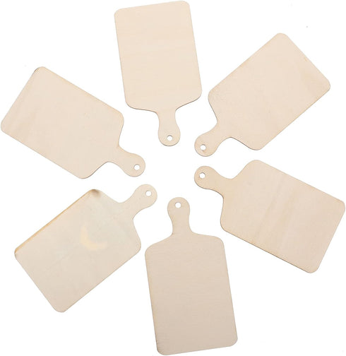 Operitacx Mini Wooden Cutting Board Craft, 6 Pcs Rustic Paddle Kitchen Board for Home Decor, 4.5"x2.36"
