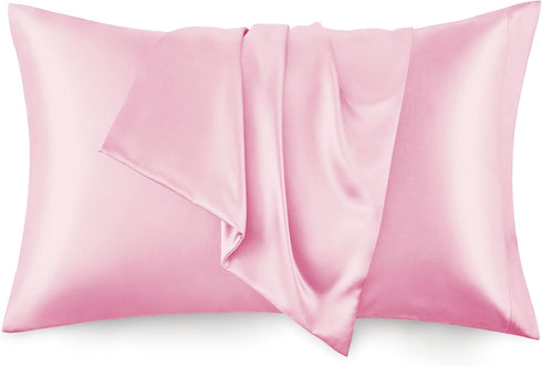 Love's Cabin King Size Satin Pillowcase Set of 2, Similar to Silk, Cooling Pillow Covers for Hair and Skin, Pink