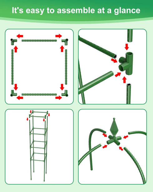 2 Pack 6Ft MYMULIKE Garden Trellis for Climbing Plants Outdoor & Indoor - Tall Rustproof Plant Support Cage for Vines