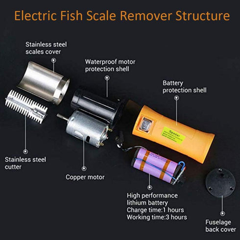 Electric Fish Scaler, Powerful Cordless Scale Scraper Remover Kit with 12V Rechargeable Battery