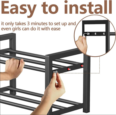 Closet 3 Expandable Shoe Rack Small Shoe Storage Narrow Shoe Racks Metal Show Rack Slim Shoe Shelf for Entryway