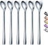 Long Handle Premium Stainless Steel Spoon Set of 6, Coffee Stirrers, Ice Tea, Ice Cream, Cocktail Spoons