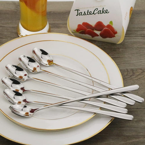 Long Handle Spoon, 9-inch Ice Tea Spoon, DEALIGHT Premium 18/10 Stainless Steel Iced Teaspoon, Set of 6