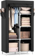 ROJASOP Portable Closet Wardrobe for Hanging Clothes, 6 Storage Shelves, 1 Hanging Rod, Free Standing Organizer