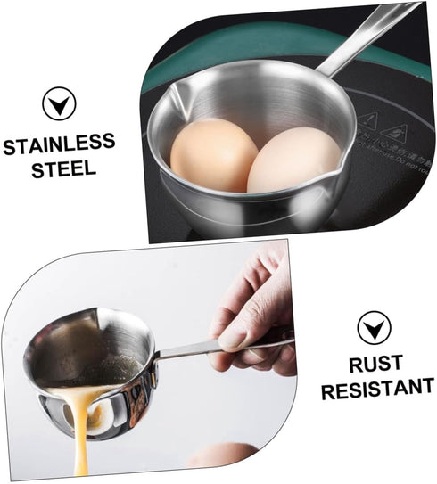 Stainless Steel Butter Melting Bowl with Long Handle, Oil Heating Pot for Melting Cheese and Butter
