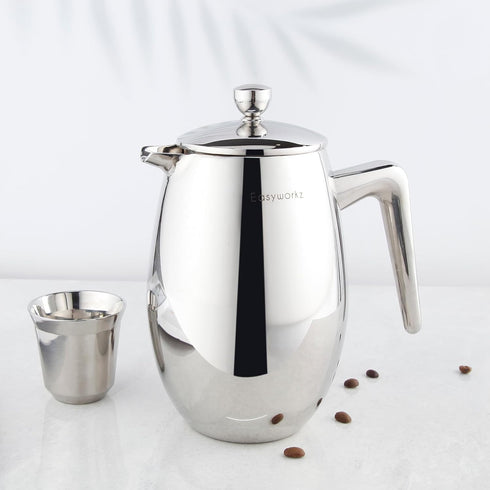 Easyworkz Nando 12 oz Double Wall Insulated Thermal French Press, 304 Stainless Steel