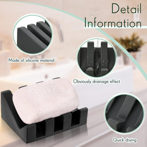 2 Cunhill Pieces Silicone Soap Dish Self Draining Soap Dish Shower Waterfall Bar Soap Holder Tray with Drain Soap Saver