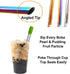 Boba Straws Reusable Metal Smoothies Jumbo Bubble Tea Straws with Silicone Tips Carry Bag (4 Pack)