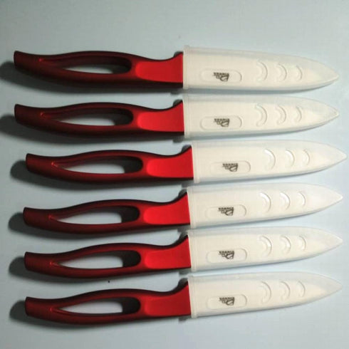 GAOGAO Kitchen Bar Ceramic Steak Knife Set, Super Sharp Knives, 6 Pcs