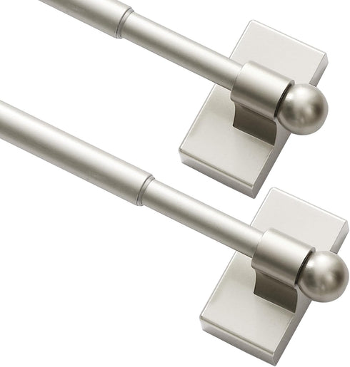 Turquoize 2-Pack Magnetic Curtain Rods, Adjustable 9-16 inch, Multi-Use, Nickel