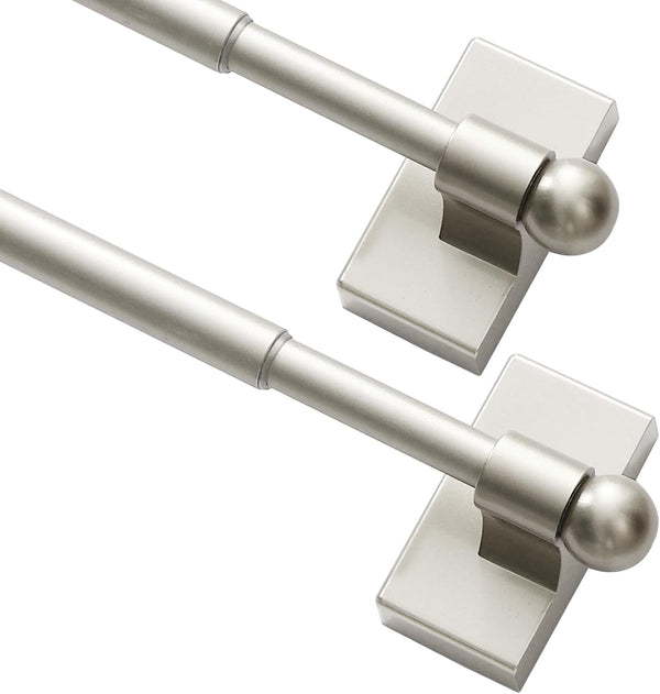 Turquoize 2-Pack Magnetic Curtain Rods, Adjustable 9-16 inch, Multi-Use, Nickel