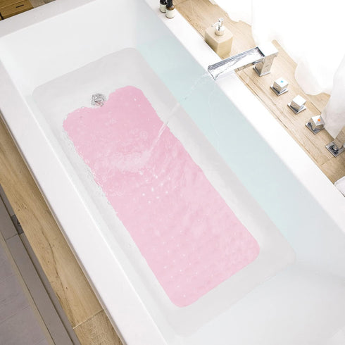 39 16 Inch TEESHLY Bath Tub and Shower Mats, Non-Slip x Extra Long Bathtub Mat, Machine Washable BathMat with Drain