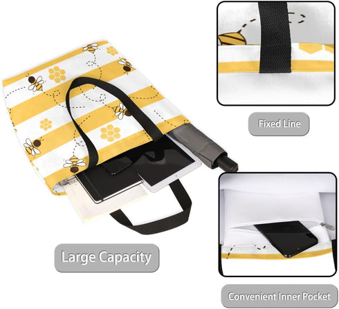 FengQuGou Canvas Tote Bag Large Women Casual Shoulder Bag Handbag Reusable Storage Shoulder Bag