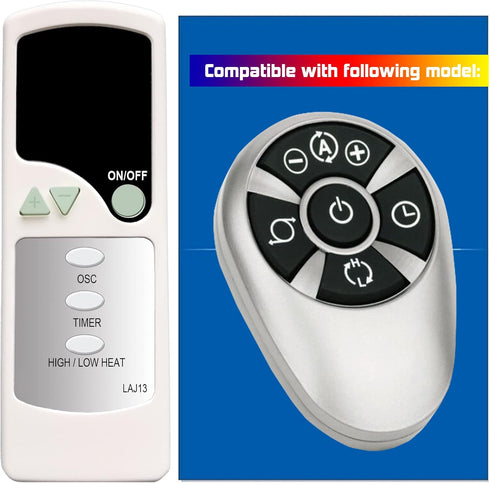 Replacement Remote Control for Lasko Ceramic Oscillating Tower Fan Models 5115, 5135, 5144, 755320, 565134