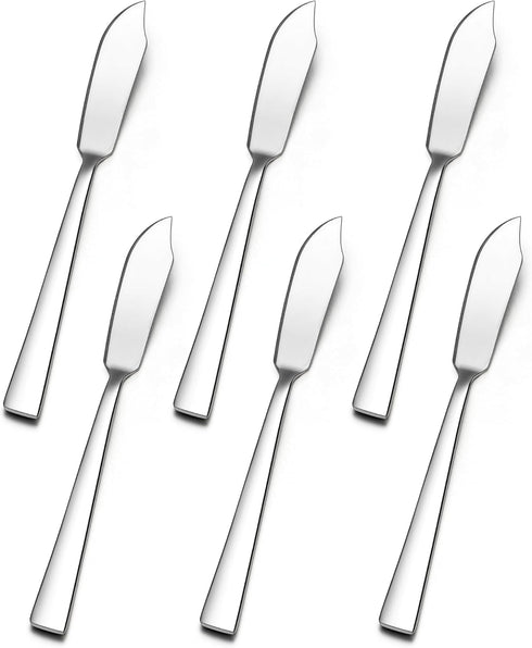 E-far 6 Pack Butter Spreader Knife Set, 7-Inch Stainless Steel Cheese Dessert Knives for Kitchen and Parties