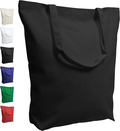 TOPDesign 2 | 6 | 12 Pack Super Strong Large Cotton Canvas Tote, 17.5"x16.5"x5" Reusable Grocery Bag