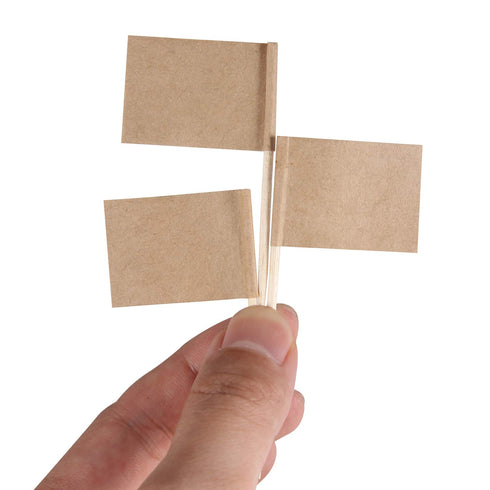 Senkary 100 Pack Blank Toothpick Flags, Kraft Paper Food Signs Cheese Markers for Charcuterie Board Accessories