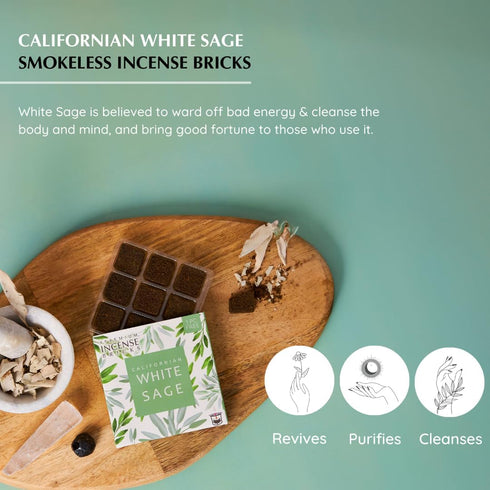 California White Sage Incense Bricks - 2 x 9 Bricks & Tree of Life Exotic Burner by Aromafume for Positivity