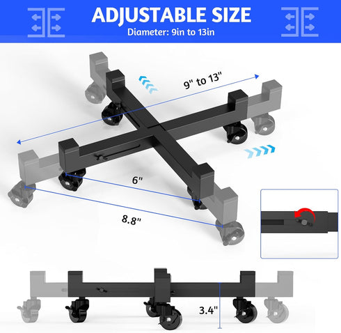 9in 13inch 4 300 Lbs, Plant Caddy With Wheels, Adjustable to Heavy Duty Rolling Plant Dolly, Metal Plant Stand