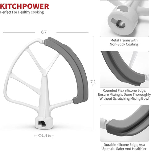 6 Quart Flex Edge Beater for Bowl-Lift Stand Mixers, Paddle Attachment Mixer Accessory