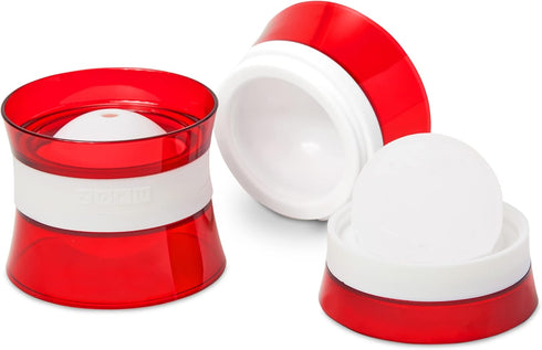 Zoku Set of 2 Silicone Ice Sphere Molds, Stackable 2.5-Inch Ice Ball Maker, Leak-free, Easy-Release, Red
