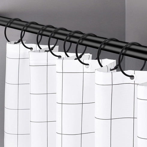 24 Pack Rustproof Decorative Metal Round Shower Curtain Rings for Bathroom Shower Rod (Black)