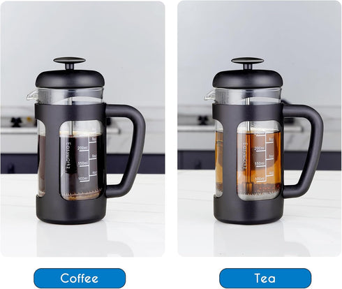 Easyworkz French Press - 12 oz Coffee Tea Maker with Borosilicate Glass and Soft Grip Handle