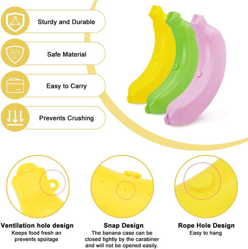 QLFJ-FurDec 3pcs Banana Holder Case, Banana Keeper BPA-Free Outdoor Travel Case, Banana Container Outdoor Travel, Fruit