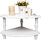 Rustic White Corner Counter Shelf, Stackable 2 Pack Farmhouse Organizer for Bathroom, Kitchen, and Coffee Bar Decor